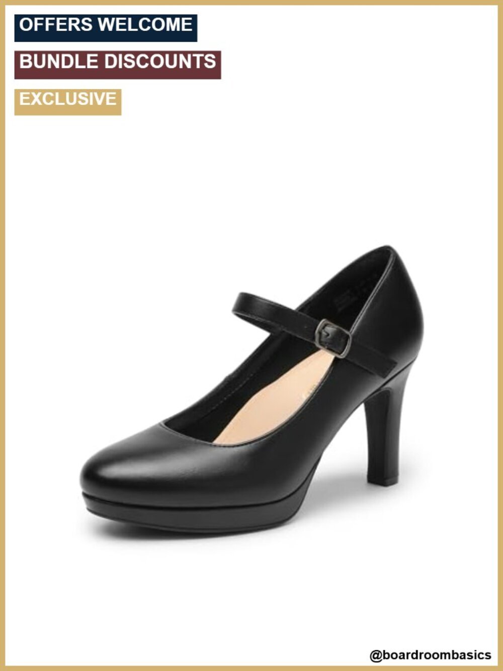 Vegan Leather Mary Jane Pumps, 3.5" Heel, Platform, Arch Support, Memory Foam